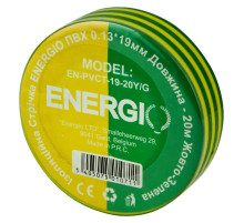 Ізоляційна стрічка ПВХ (0.13x19мм 20м) жовто-зелена ENERGIO