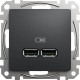 USB розетка тип A+A 2,1А Sedna Design (колір – чорний) Schneider Electric